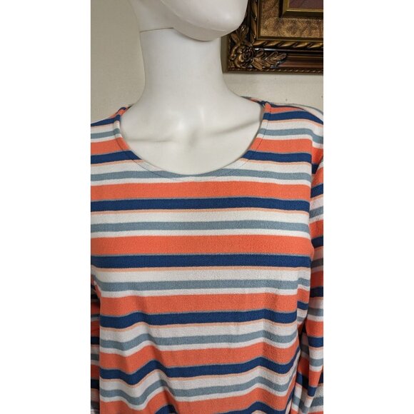 Ruby R Women Pullover Orange Blue Side Tie Knit Striped Top Blouse Sz XL (13) - Picture 4 of 13